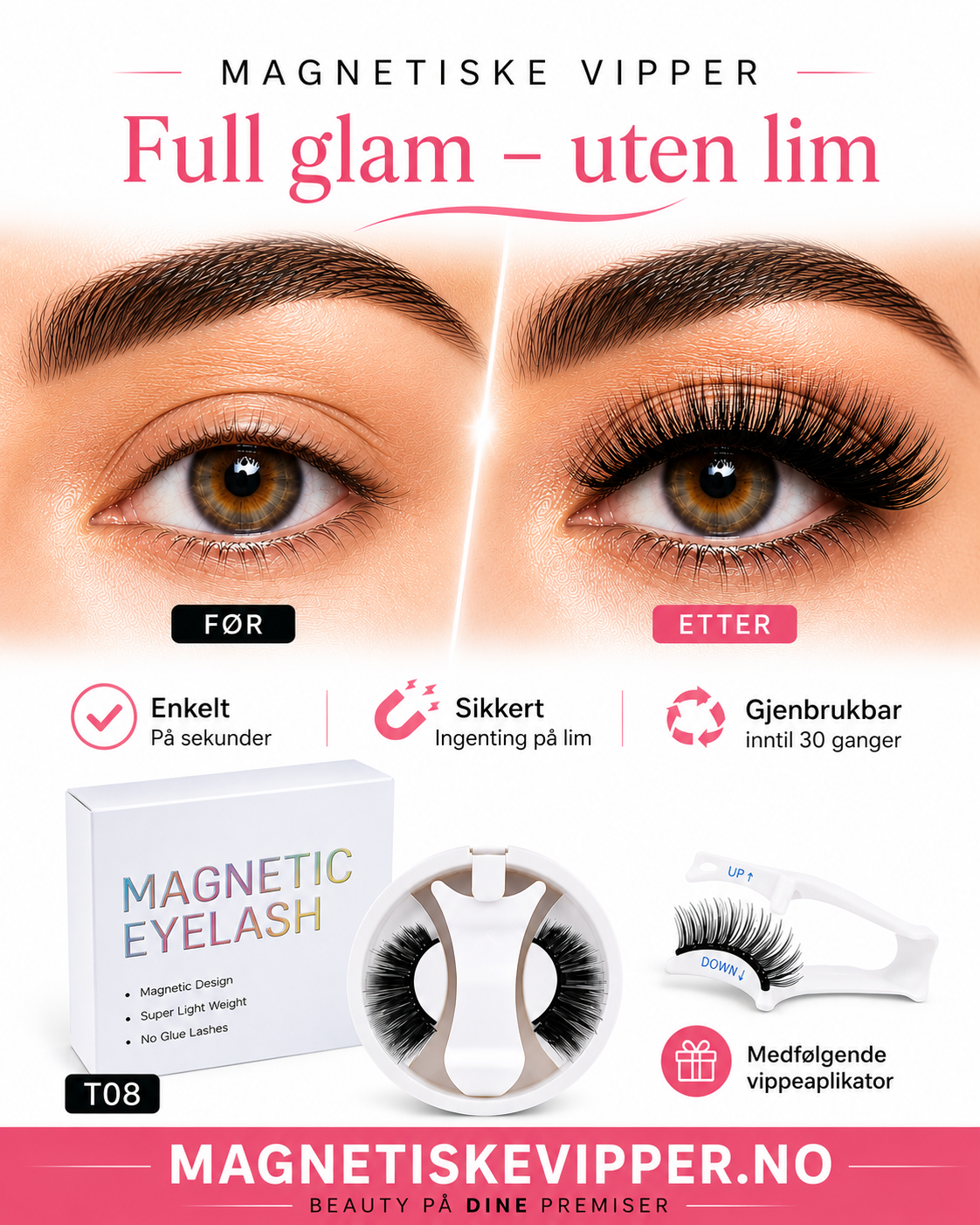 Magnetiske Vipper Uten Lim – Kjøp 3, Få 1 Gratis | MagLash Norge